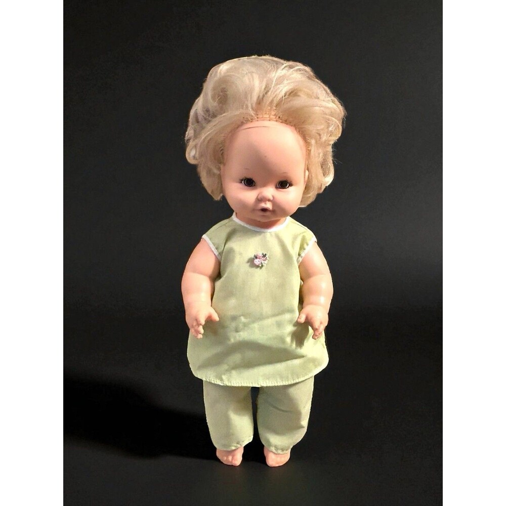 Vtg 1969 Mattel Inc. Tender Love Baby Doll Pull Sting Bow 16” Works W/ Issues